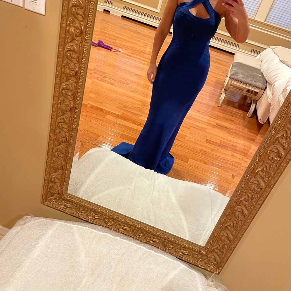 Herve Leger - Cobalt Blue Keyhole Bandage Dress - Picture 4 of 4